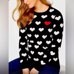 Charter Club Black and White Heart Sweater